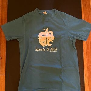 Sporty&rich S blue apple logo crewneck tshirt
